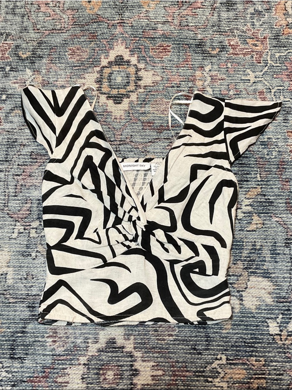 Black & White Twist-Front Zebra Print Top